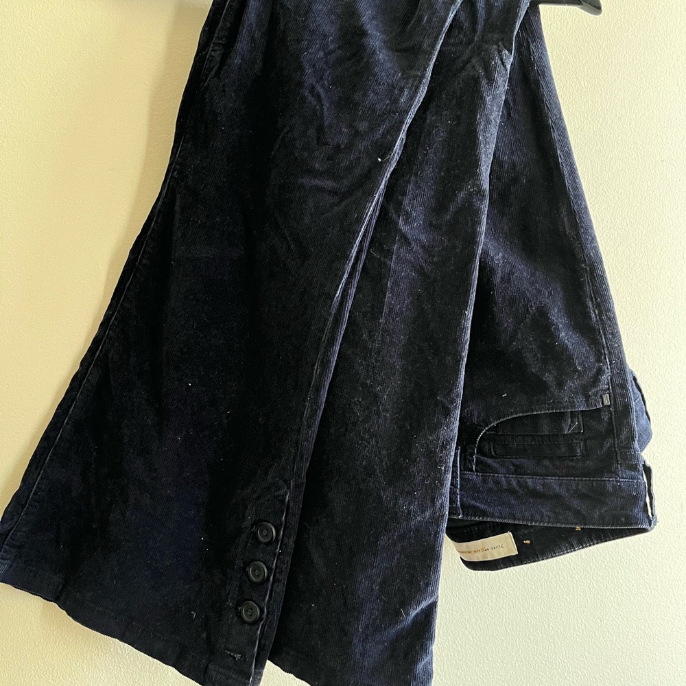 Pilcro and the Letterpress Navy Blue Stretch Corduroy Flare Leg Pants